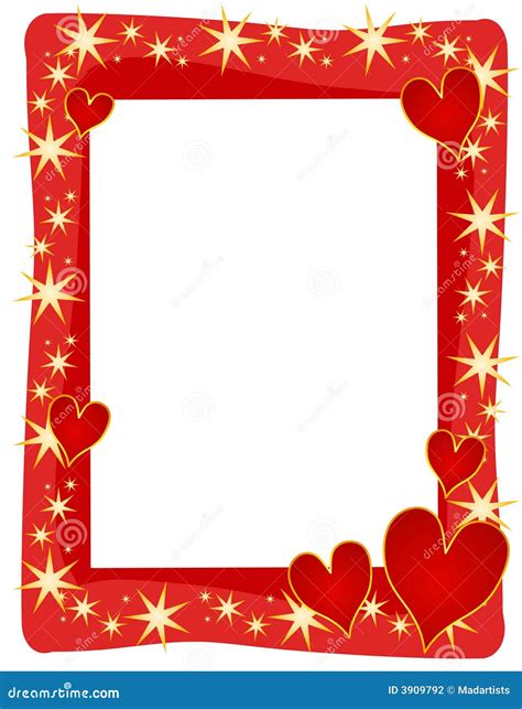 Red Hearts Stars Frame Or Border Stock Photography Image 3909792