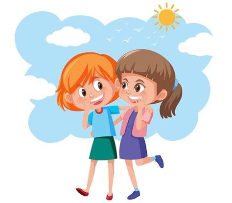 Premium Vector Two Young Girls Friends