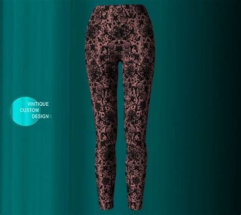 Lace Leggings Womens Nude And Black Lace Paisley Print Leggings Yoga Pants For Women Lace Print