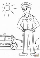 Coloring Police Officer Printable Drawing sketch template