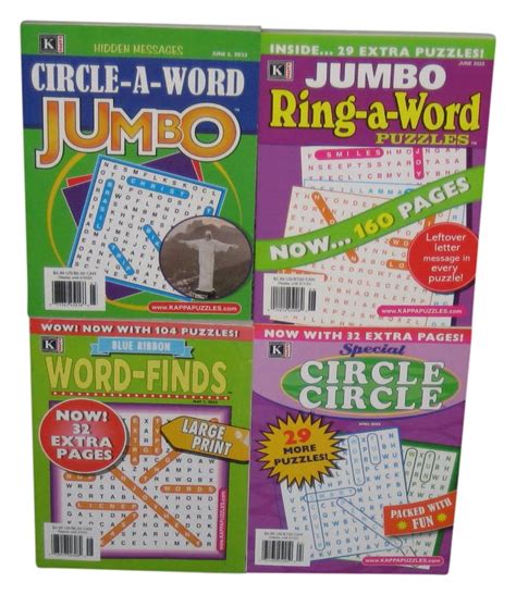 Lot Of 4 Crossword Puzzle Books Kappa Jumbo Ring A Word Word Finds