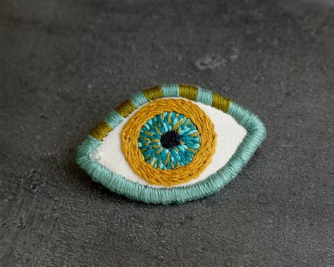 Embroidery Eye Pin Eye Brooch Embroidered Pin Stitched Etsy