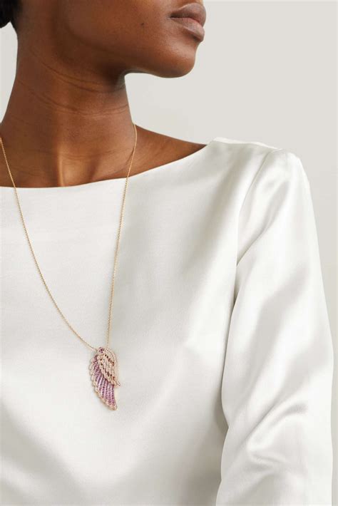 gold wings embrace 18 karat rose gold sapphire and diamond necklace garrard net a porter