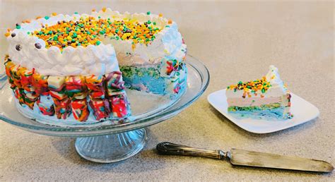 Torting the cake is when you divide the cake horizontally into layers so that you can add a filling and stack the layers evenly. Easy Homemade Unicorn Ice Cream Cake - Step by Step ...