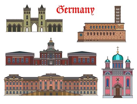 Premium Vector Germany Potsdam Landmarks Architecture Buildings