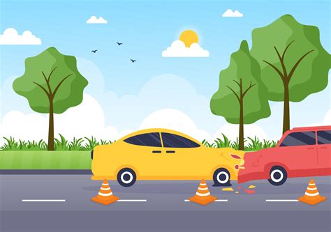 Car Accident Background Illustration With Two Cars Colliding Or Hitting