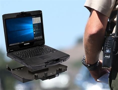 Durabook S14i Semi Rugged Laptop With Patrol Officer In Vehicle Dock