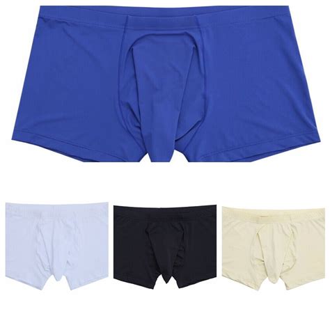 us men s silky boxer briefs pouch trunks closed penis sheath panties underwear ebay