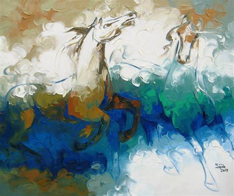 Abstract Blue Horse Painting Art Painting By Sajida Hussain