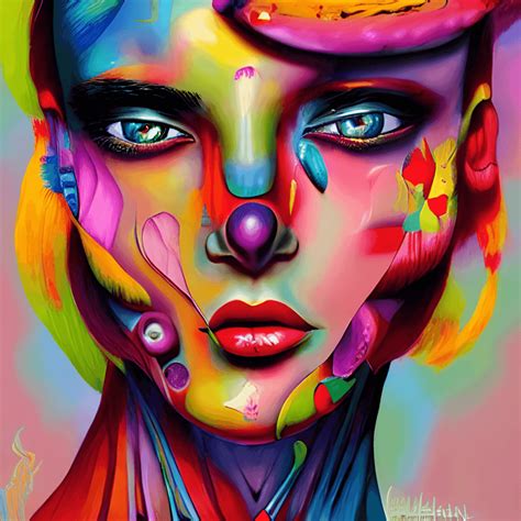 A Colorful Female Head Painting In Realism · Creative Fabrica