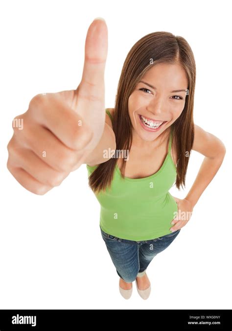 Fun Portrait Of A Woman Giving A Thumbs Up Stock Photo Alamy