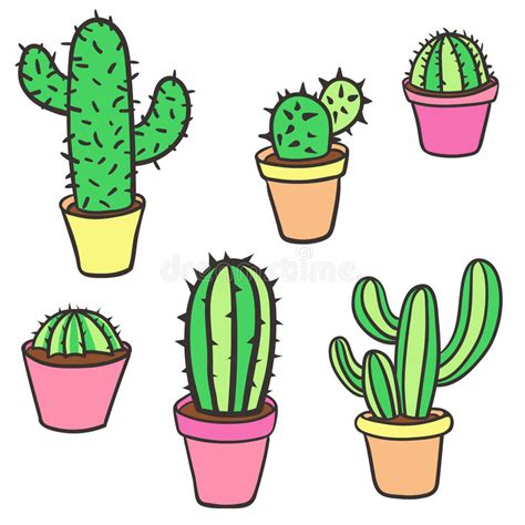 Cactus Set Vector Collection Of Cactus Hand Drawn Cactus Stock Vector
