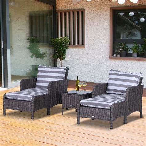 Pull together patio furniture sets for intimate outdoor seating solutions, or larger patio furniture sets for hosting and entertaining. Outsunny 5pcs Outdoor Patio Furniture Set Wicker Conversation Set Deep Grey on OnBuy