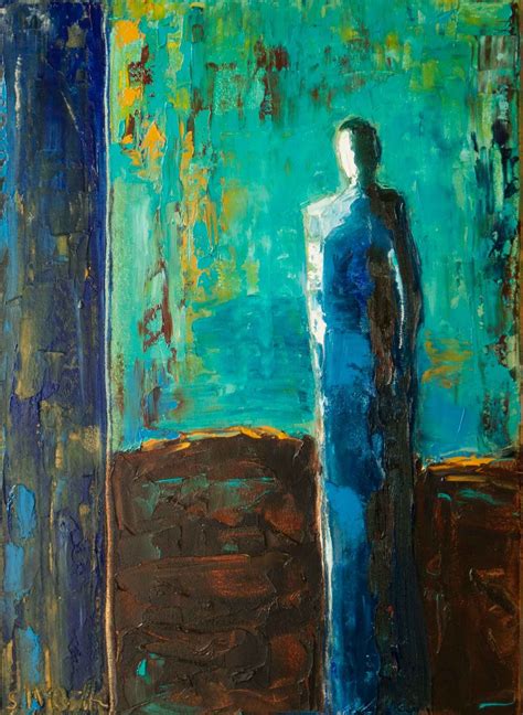 Blue Abstract Figurative Contemporary Figurative Oil Painting