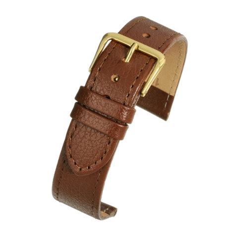 Mens 20mm Extra Long Brown Leather Watch Strap Watch Band Buffalo Grain