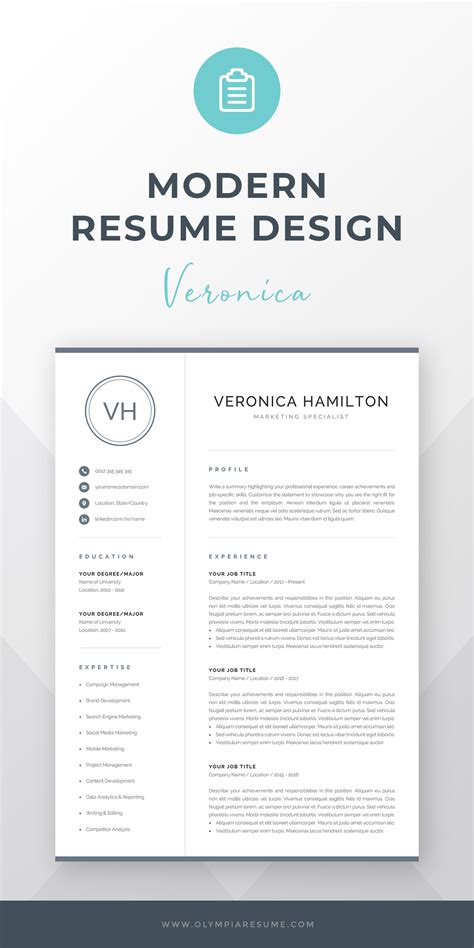 From itil v3 to itil 4: Resume Template with Monogram | 1 & 2 Page Resume | Modern ...