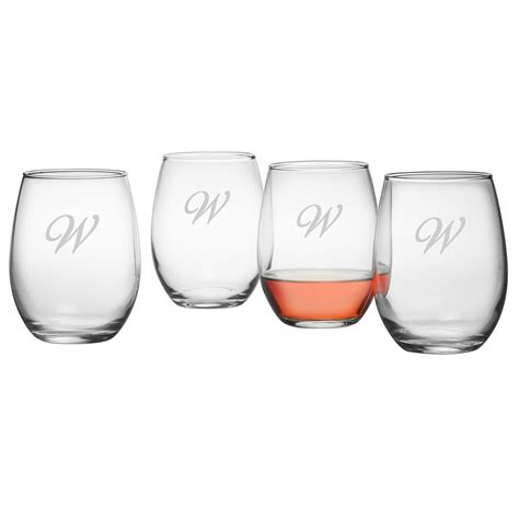 Shop Personalized Stemless Wine Glasses Set Of 4 Free Shipping On