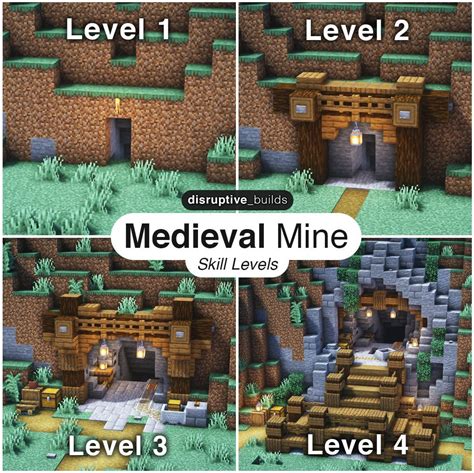 Here Are 4 Levels Of A Medieval Mine Entrance Minecraftbuilds