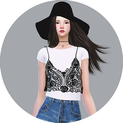 Sims4 Marigold Lace Bustier With Tshirt Lace Bustier And T Shirts A