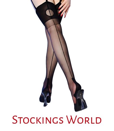 Fully Fashioned Stockings Seamed Cuban Heel KEY HOLE WELT Various Colours M L EBay