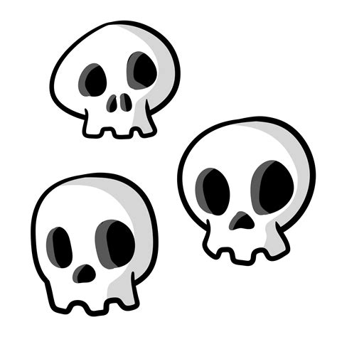 Set Of Funny Skulls White Human Bones Scary Element Of Halloween