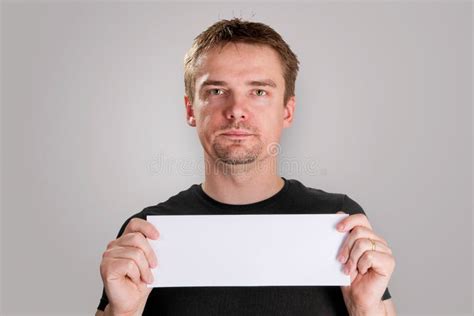 Man With Blank Paper Stock Photo Image Of Announcemant 22255652