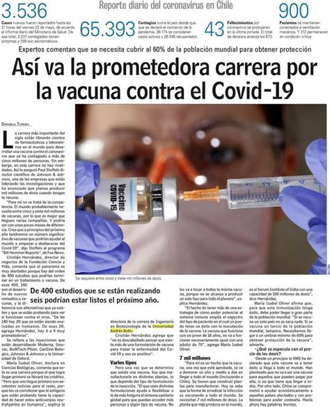 Una vez ahí en el lado izquierdo de la página, encontrarán un link que dice: Las Últimas Noticias | Así va la carrera por la vacuna ...