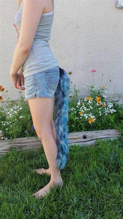 Arctic Wolf Tail Cat Tail Yarn Tail Blue Tail Cat Costume Etsy Cat