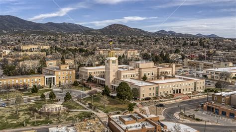 A View Of Santa Fe Plaza And Cathedral In Downtown Santa Fe New