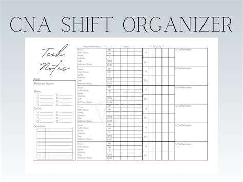 6 Patient Cnapcttech Report Sheet Shift Organizer And Planner