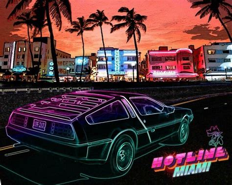 Neon Delorean Hotline Miami Artwork New Retro Wave Retro Waves New