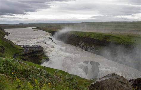 View Of The Canyon Of Hvita River On A Cloudy Day Iceland Stock Image