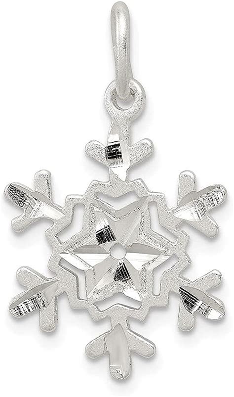 Diamond2deal Sterling Silver Diamond Cut Snowflake Charm