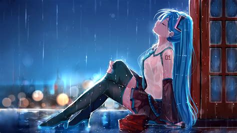 4506004 Umbrella Night Rain Anime Girls Wallpaper