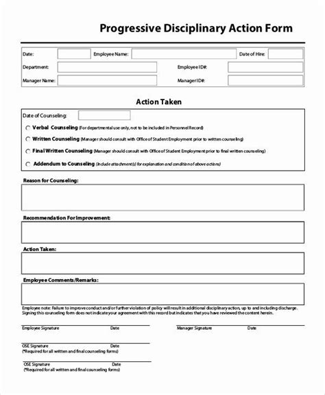 Employee Disciplinary Form Template Free Unique Sample Disciplinary