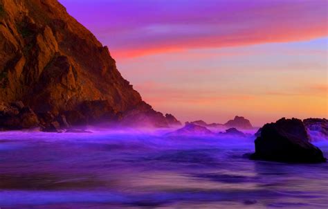 Wallpaper Sea Stones The Ocean Rocks Glow Images For Desktop
