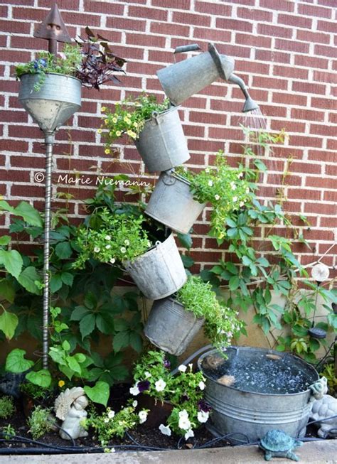 Maries Finished Galvanized Tipsy Fountain Diy Garden Fountains