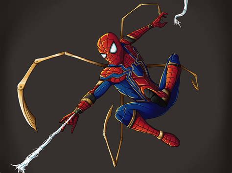 spider man iron suit spiderman superheroes artwork digital art art hd wallpaper peakpx