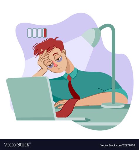 Cartoon Color Character Person Male Tired Vector Image