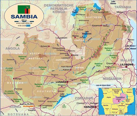 Map Of Zambia Country Welt Atlasde
