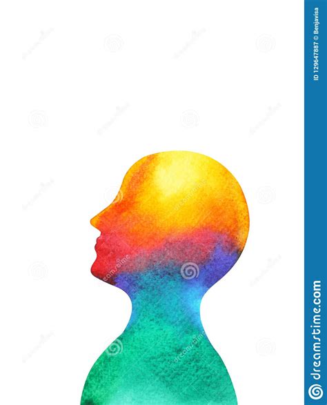 Human Head Mind Spirit Brain Energy Power Abstract Art Watercolor Stock
