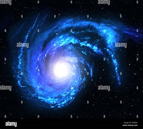 Beautiful Spiral Galaxy In Deep Space With Star Field Background Stock