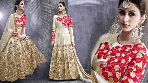 Wear a ball gown that has a bounce to it, so evening party wear long gowns are usually simple yet elegant. Partywear Floral Anarkali Gown - Source Exclusive Designer ...