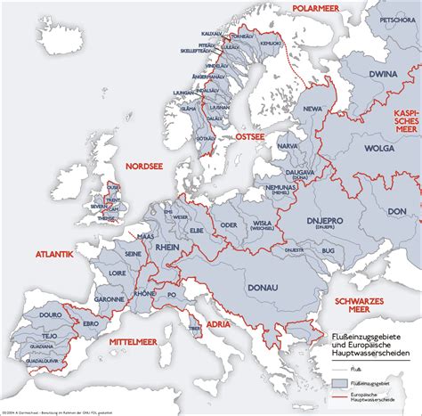River Catchment Areas Of Europe Europe Map Geography Map