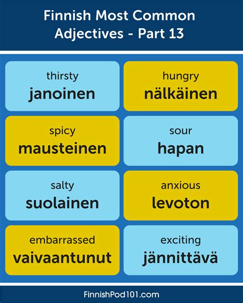 learn finnish — finnish most common adjectives part 13 ☂️ p s