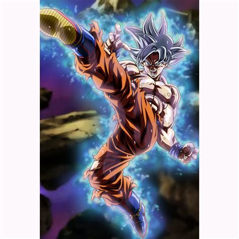 Fx231 Dragon Ball Super Goku Ultra Instinct Mastered Kicking Poster Art Silk Light Canvas Modern