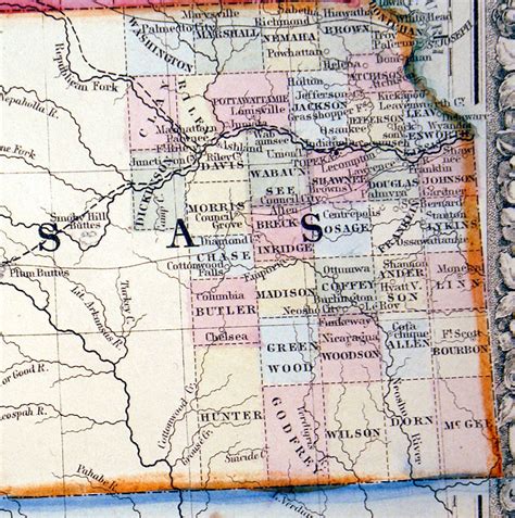 Map Of Kansas Nebraska And Colorado C 1864 Mitchell M 9463