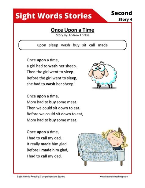 Reading Comprehension Worksheet Once Upon A Time Reading