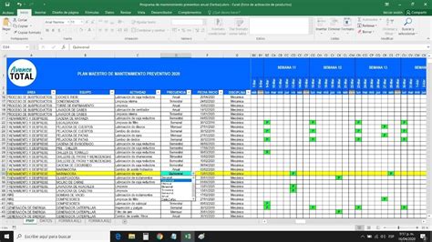 Programa De Mantenimiento Preventivo En Excel Plantilla Mercado Libre