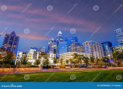 Charlotte City Downtown Skyline Cityscape Of North Carolina Stock Photo